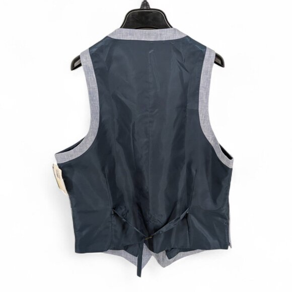 Bar III Men's Slim-Fit Linen Suit Separate Vest Blue/Grey Large NWT - Picture 2 of 4
